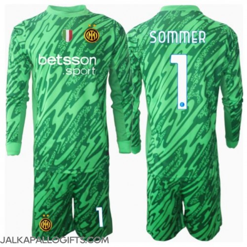 Inter Milan Yann Sommer #1 Maalivahti Koti Peliasu Lasten 2024-25 Pitkähihainen (+ Lyhyet housut)
